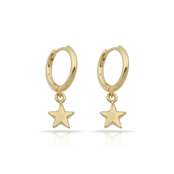 14K STAR IN HUGGIE EARRINGS