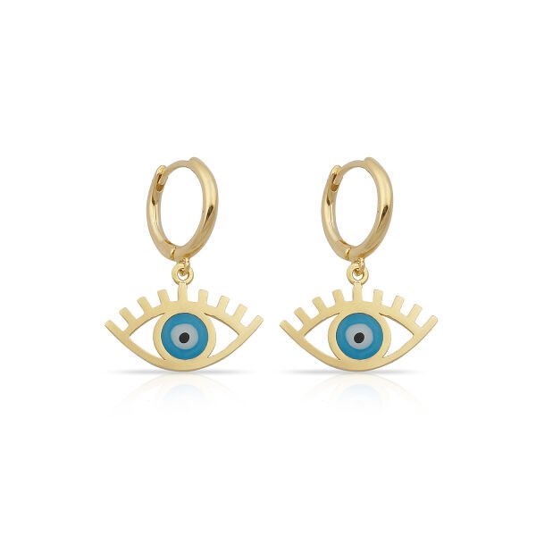 14K EVIL EYE IN HUGGIE EARRINGS