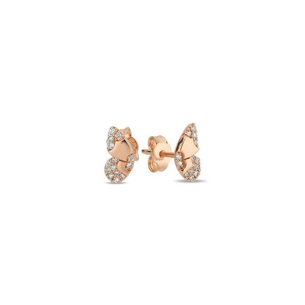 14K ﻿BUTTERFLY DIAMOND STONES STUD EARRINGS 14K ROSE GOLD