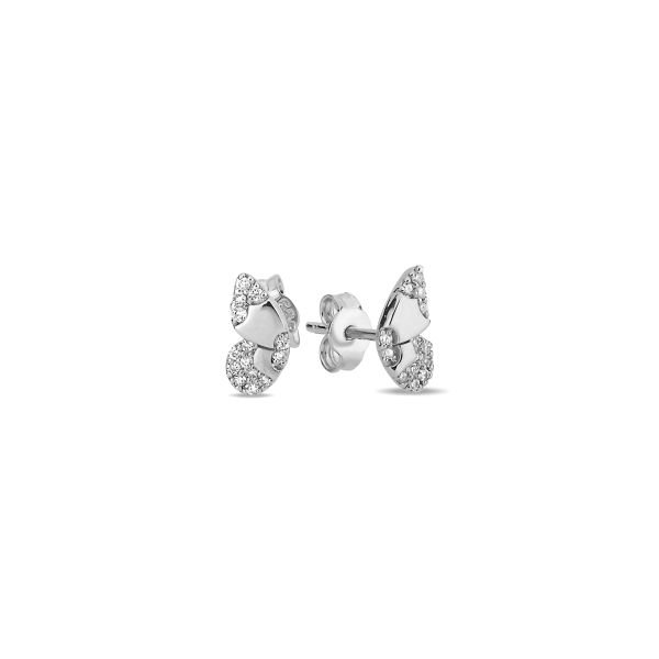 14K ﻿BUTTERFLY DIAMOND STONES STUD EARRINGS 14K WHITE GOLD
