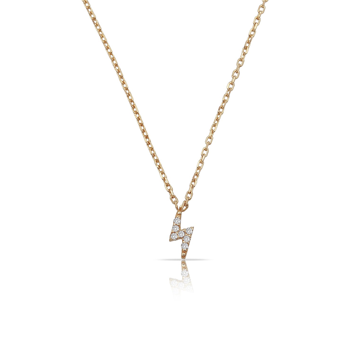 14K MINI LIGHT DIAMOND NECKLACE 14K ROSE GOLD