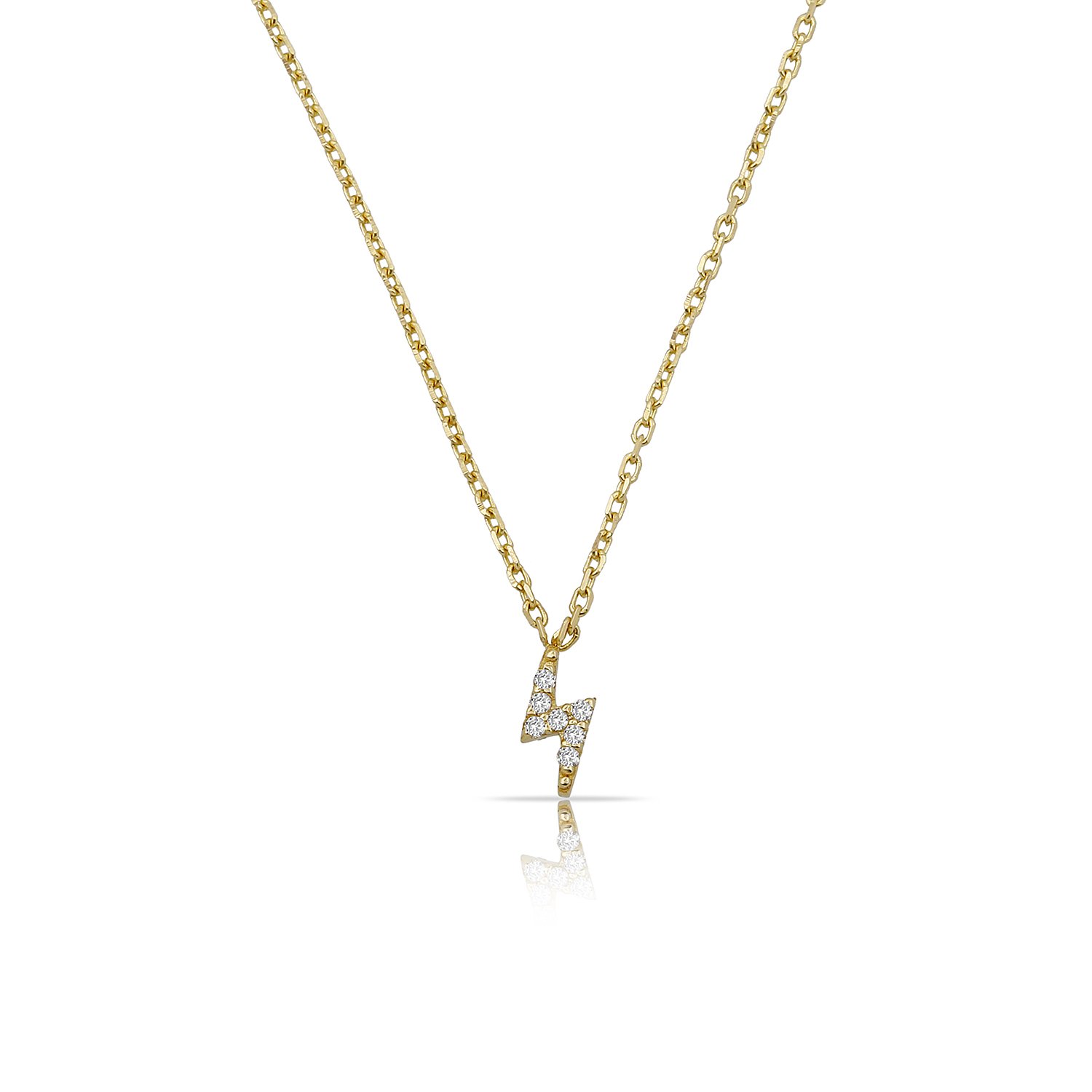 14K MINI LIGHT DIAMOND NECKLACE 14K YELLOW GOLD