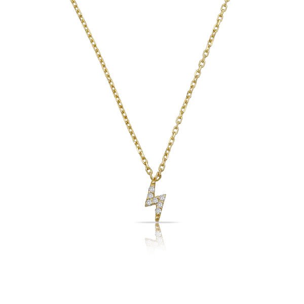 14K MINI LIGHT DIAMOND NECKLACE 14K YELLOW GOLD