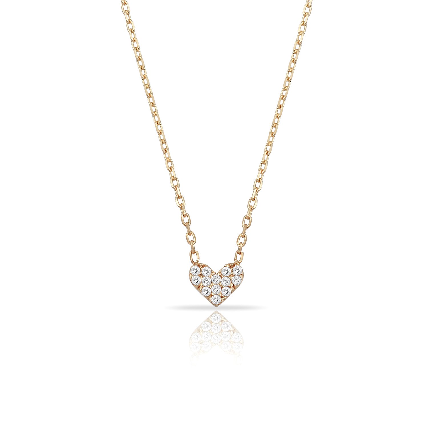 14K MINI HEART DIAMOND NECKLACE 14K ROSE GOLD