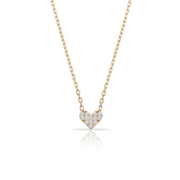 14K MINI HEART DIAMOND NECKLACE 14K ROSE GOLD
