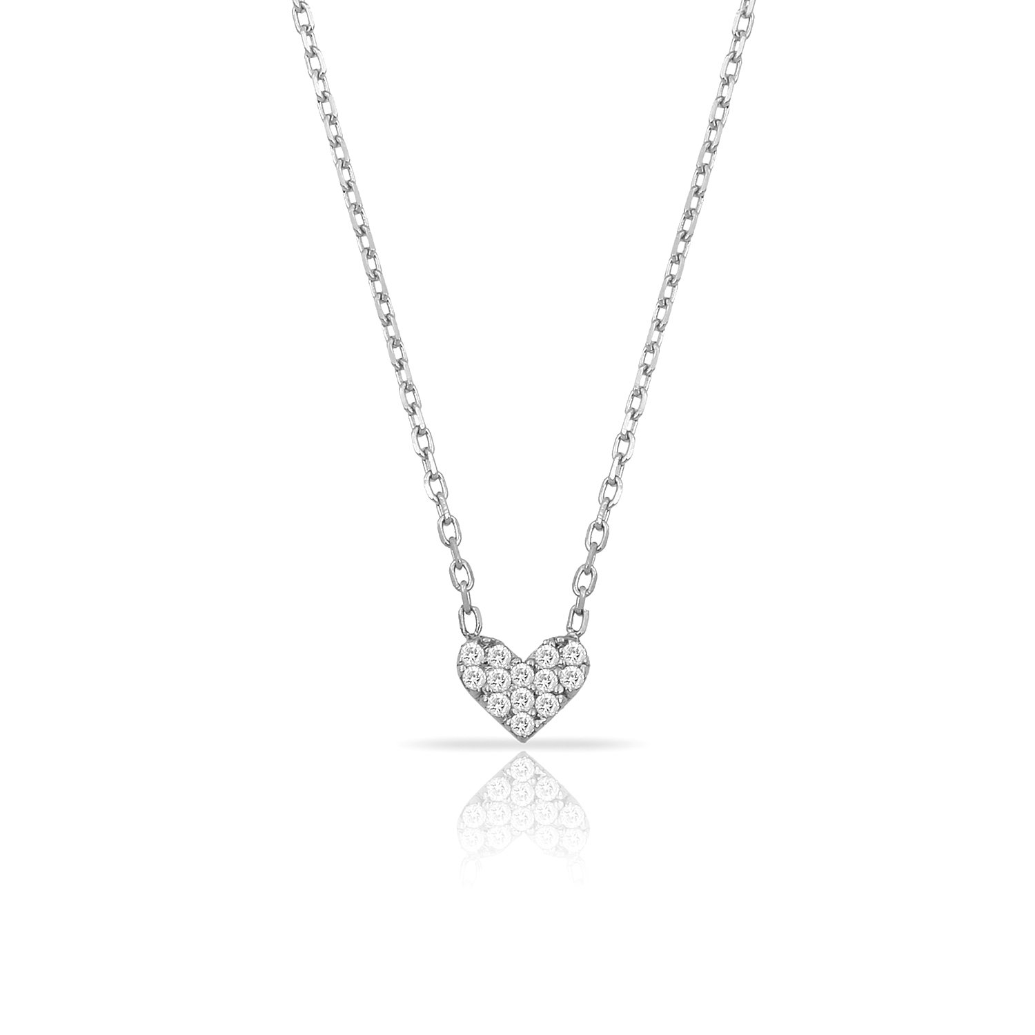 14K MINI HEART DIAMOND NECKLACE 14K WHITE GOLD