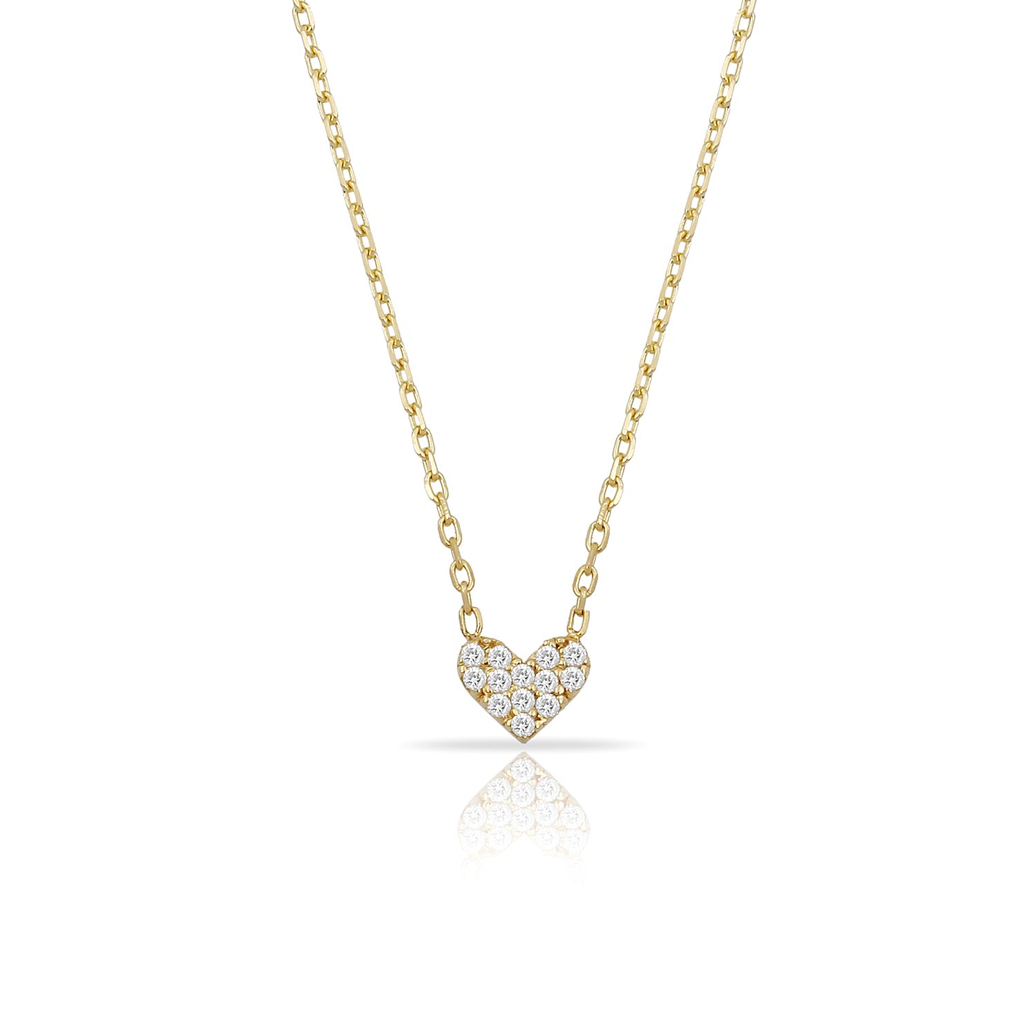 14K MINI HEART DIAMOND NECKLACE 14K YELLOW GOLD