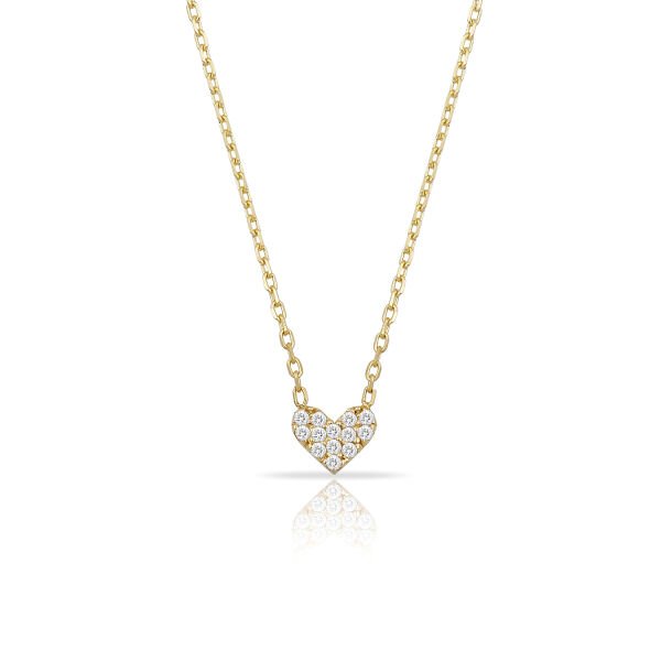14K MINI HEART DIAMOND NECKLACE 14K YELLOW GOLD