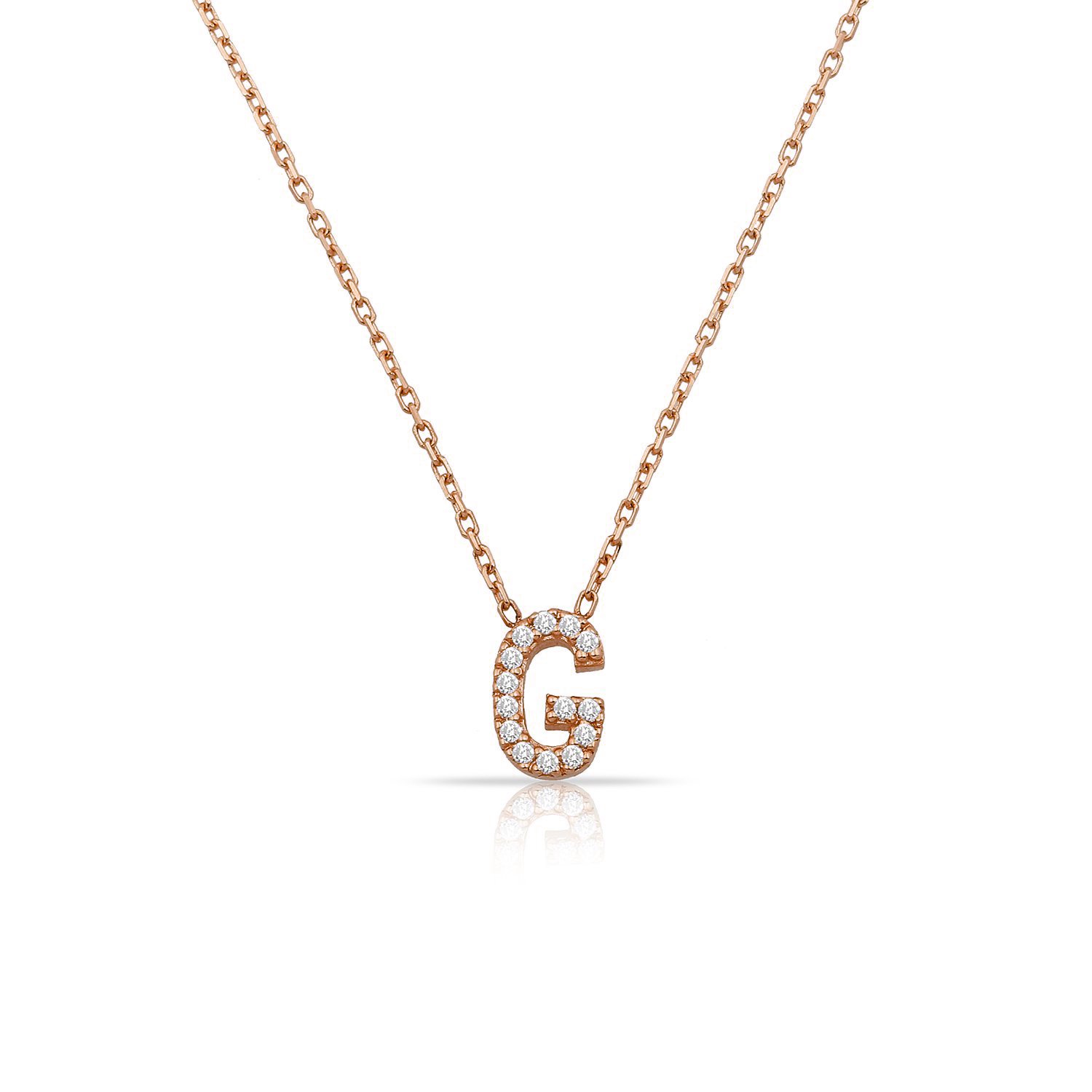14K INITIAL DIAMOND NECKLACE 14K ROSE GOLD