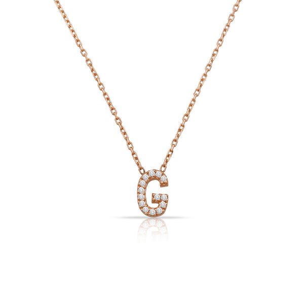 14K INITIAL DIAMOND NECKLACE 14K ROSE GOLD