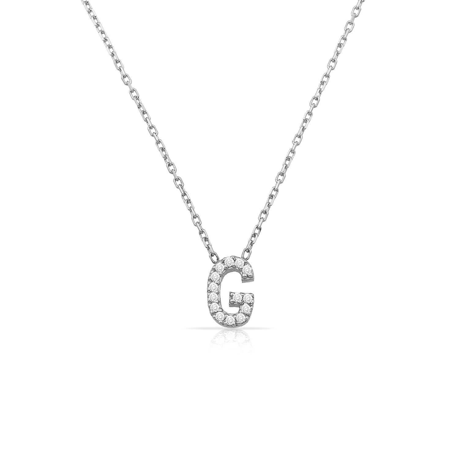 14K INITIAL DIAMOND NECKLACE 14K WHITE GOLD
