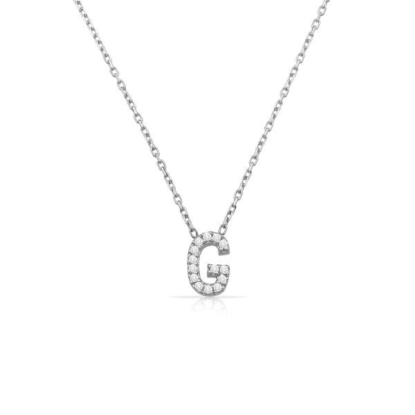14K INITIAL DIAMOND NECKLACE 14K WHITE GOLD