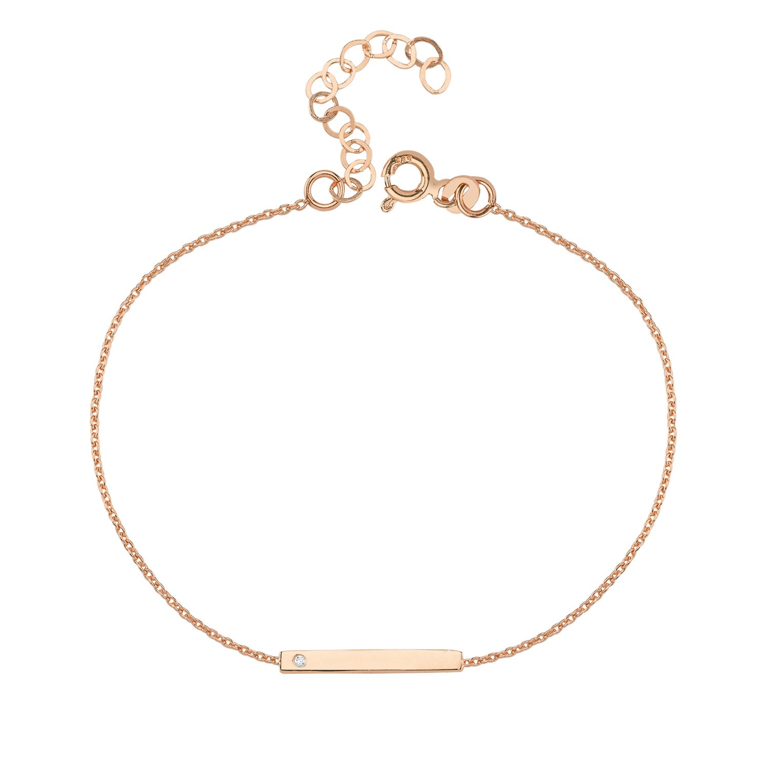 14K BAR DIAMOND STONE  BRACELET 14K ROSE GOLD