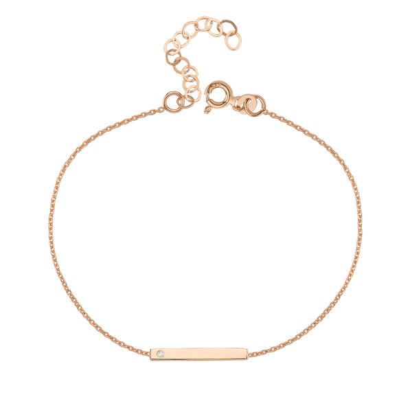 14K BAR DIAMOND STONE  BRACELET 14K ROSE GOLD
