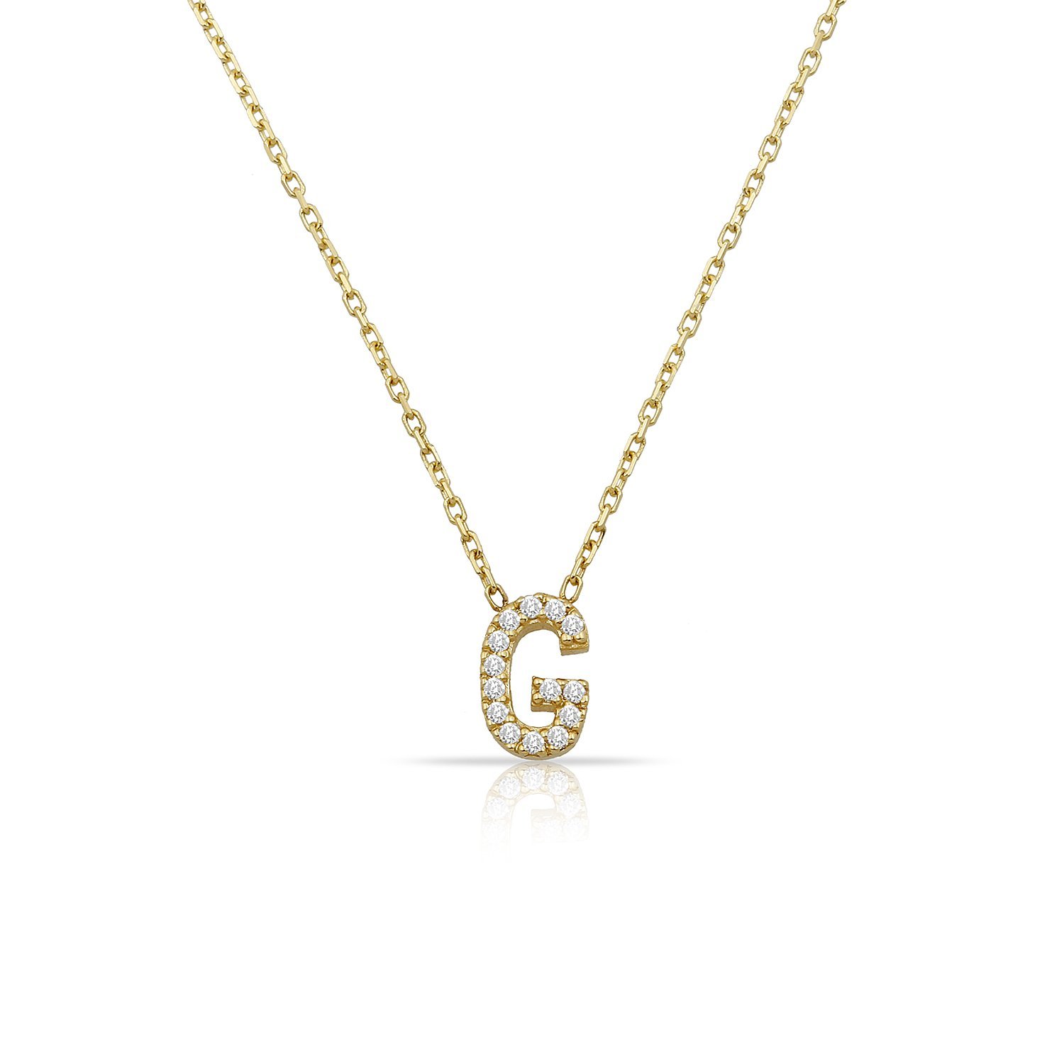 14K INITIAL DIAMOND NECKLACE 14K YELLOW GOLD