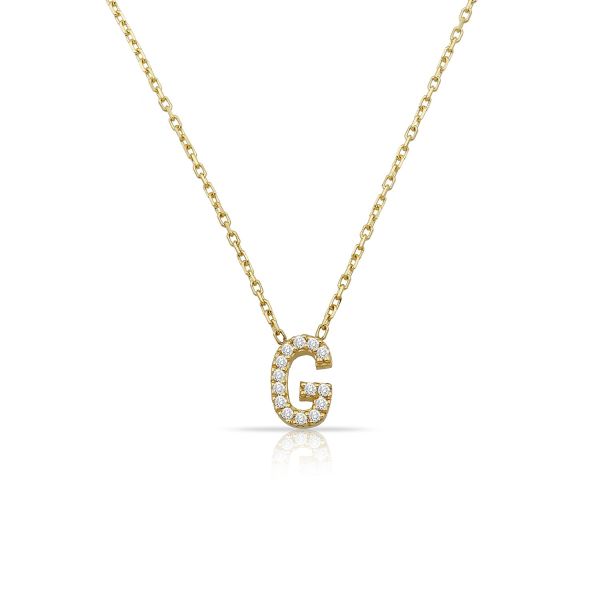 14K INITIAL DIAMOND NECKLACE 14K YELLOW GOLD