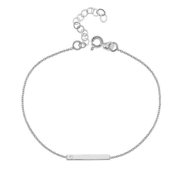 14K BAR DIAMOND STONE  BRACELET 14K WHITE GOLD