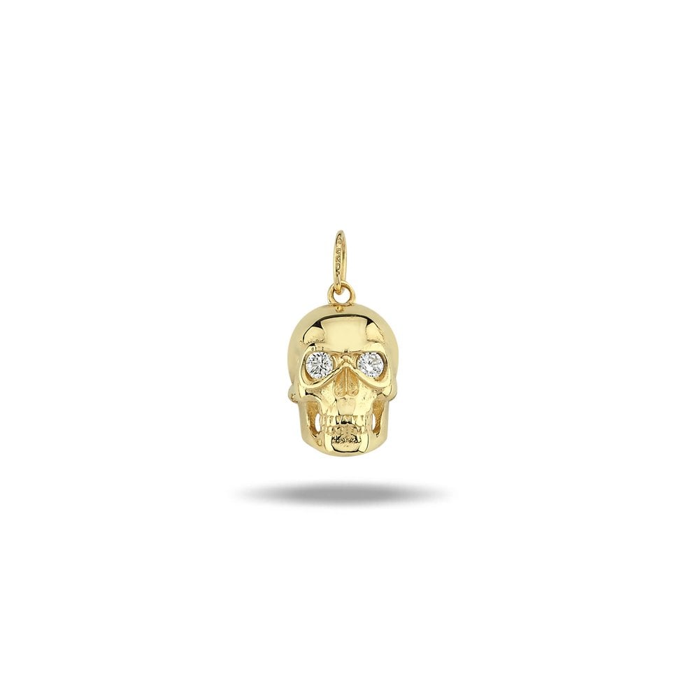 14K SKULL DIAMOND CHARM