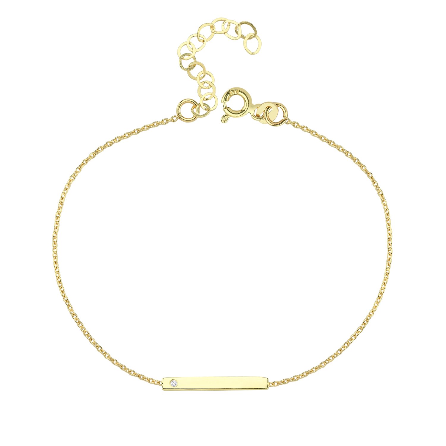 14K BAR DIAMOND STONE  BRACELET 14K YELLOW GOLD
