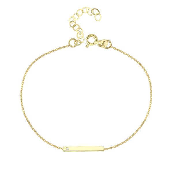 14K BAR DIAMOND STONE  BRACELET 14K YELLOW GOLD