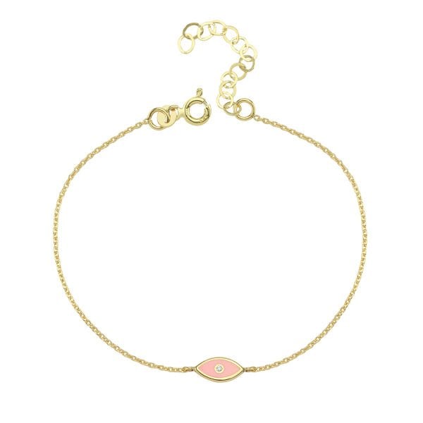 14K ENAMEL EVIL EYE DIAMOND DOT BRACELET