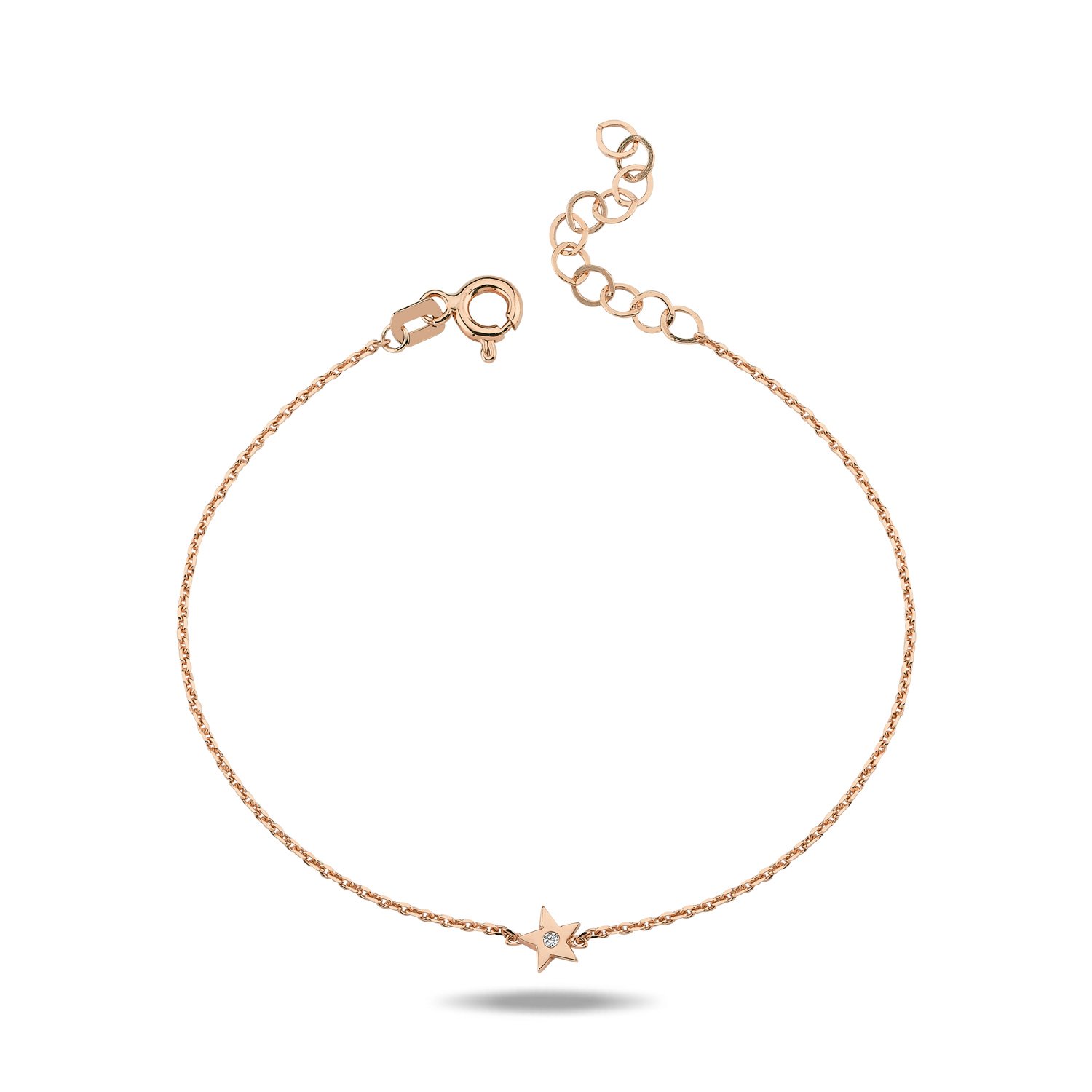 14K MINI STAR DIAMOND STONE NECKLACE 14K ROSE GOLD