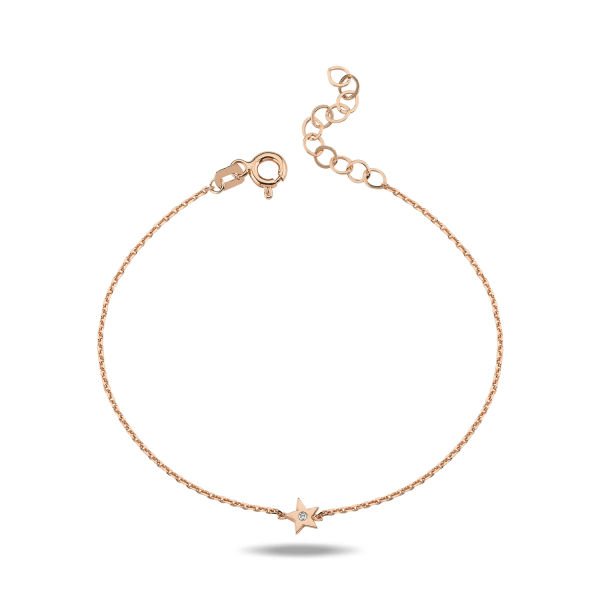 14K MINI STAR DIAMOND STONE NECKLACE 14K ROSE GOLD
