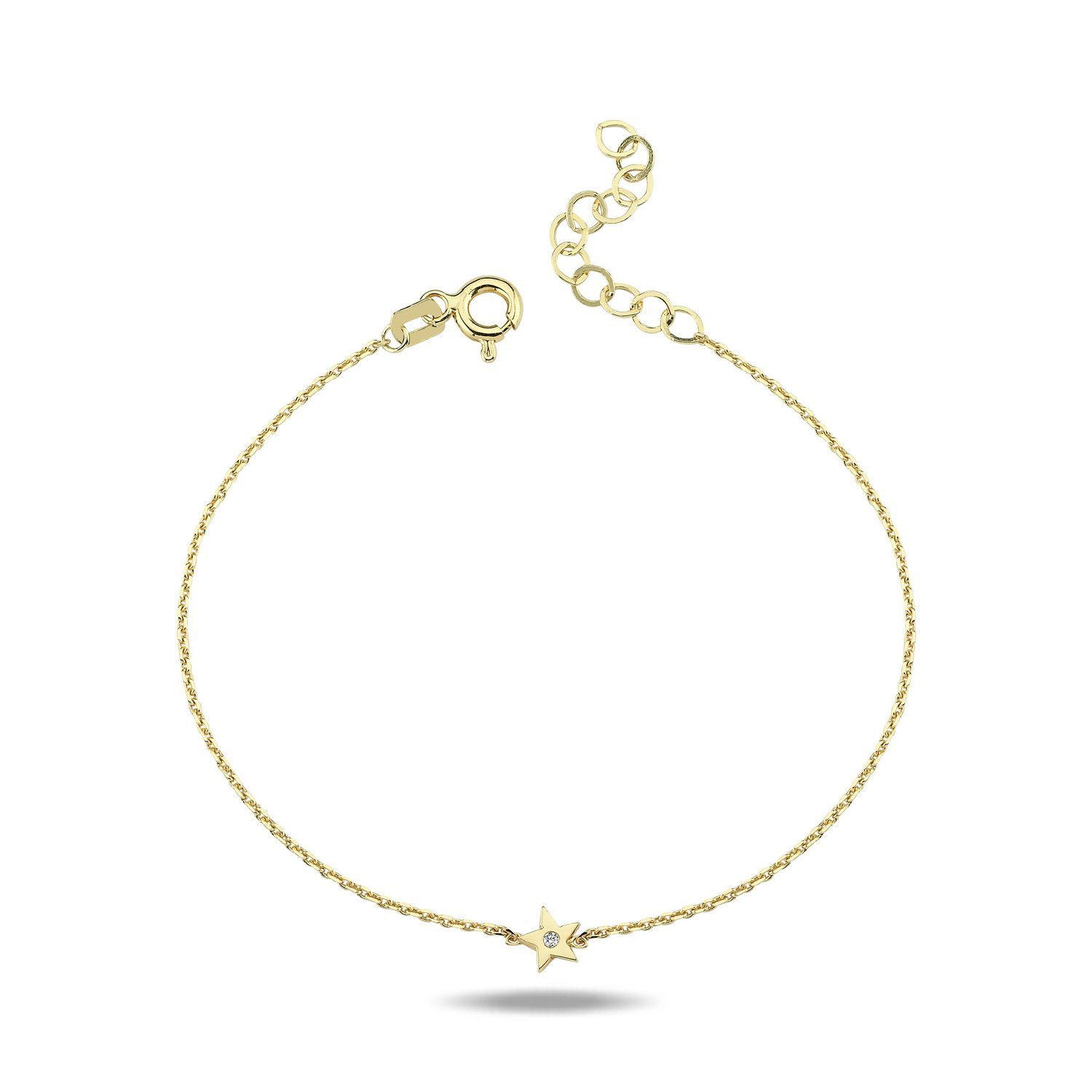 14K MINI STAR DIAMOND STONE NECKLACE 14K YELLOW GOLD
