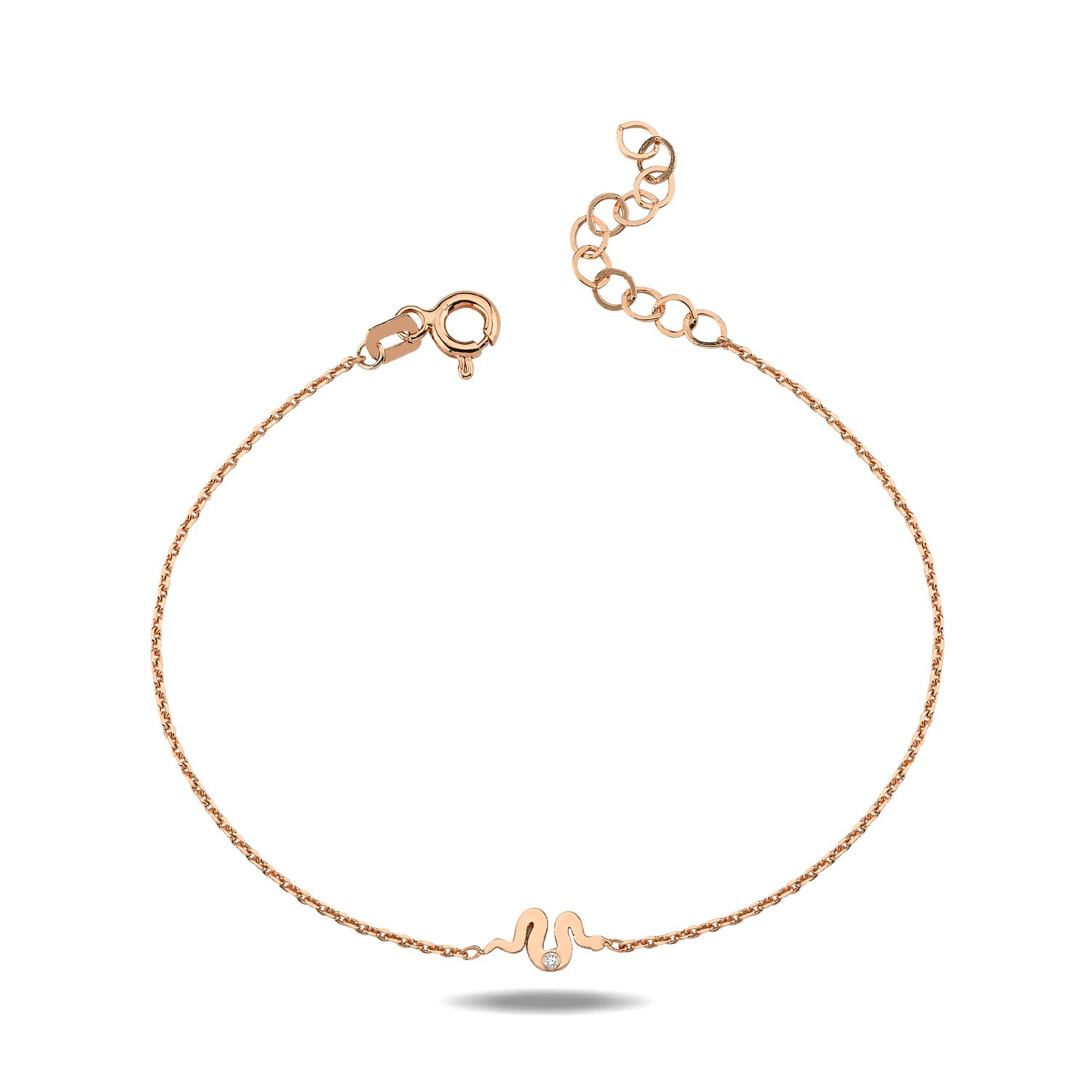 14K MINI SNAKE DIAMOND STONE BRACELET 14K ROSE GOLD
