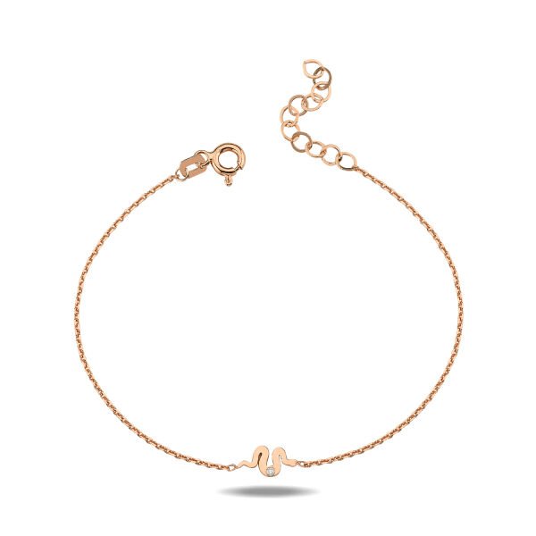 14K MINI SNAKE DIAMOND STONE BRACELET 14K ROSE GOLD