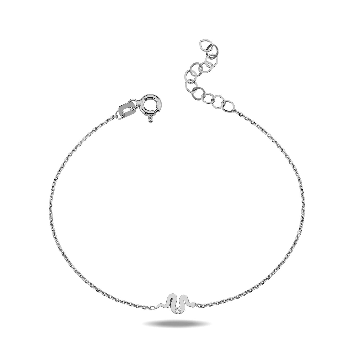 14K MINI SNAKE DIAMOND STONE BRACELET 14K WHITE GOLD