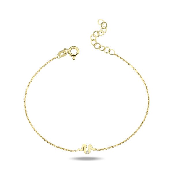 14K MINI SNAKE DIAMOND STONE BRACELET 14K YELLOW GOLD