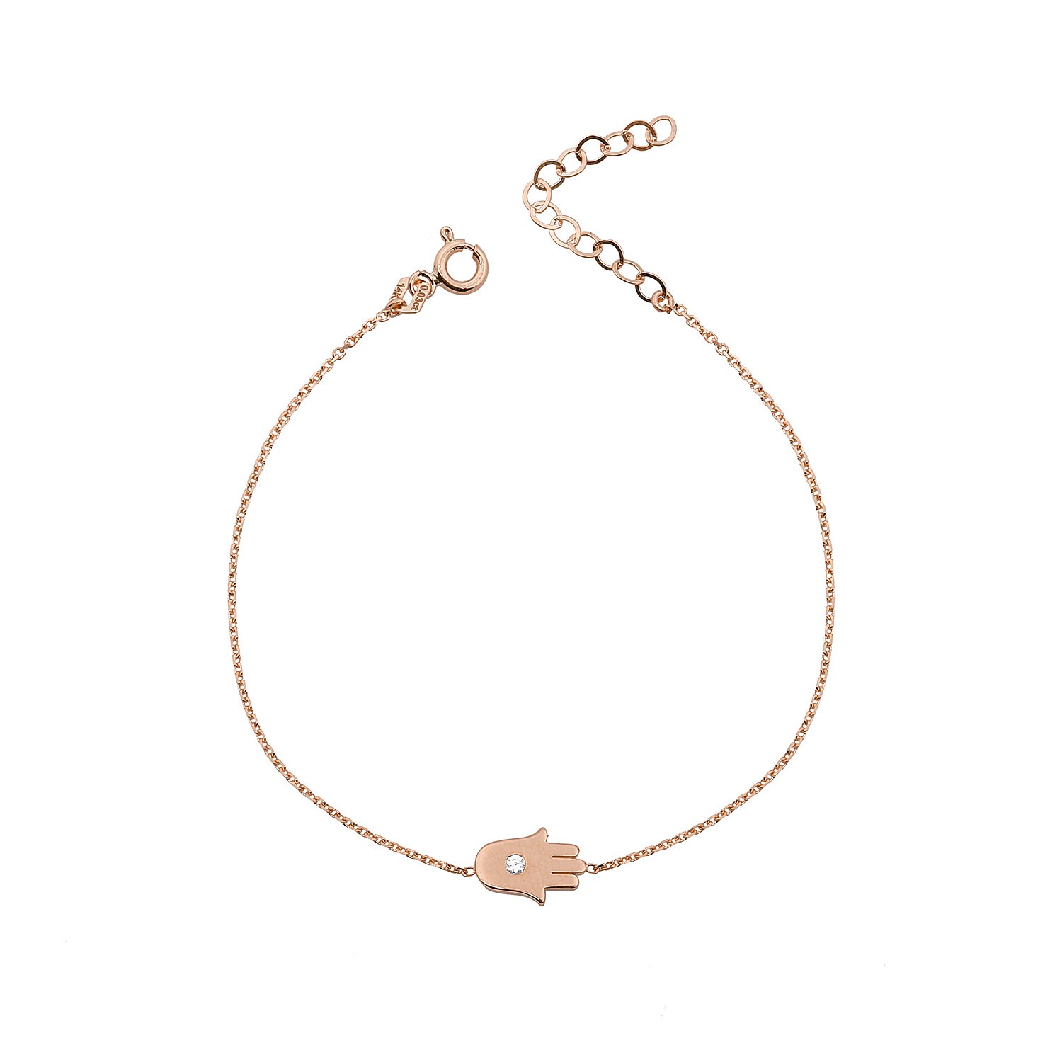 14K HAMSA HAND DIAMOND DOT BRACELET 14K ROSE GOLD
