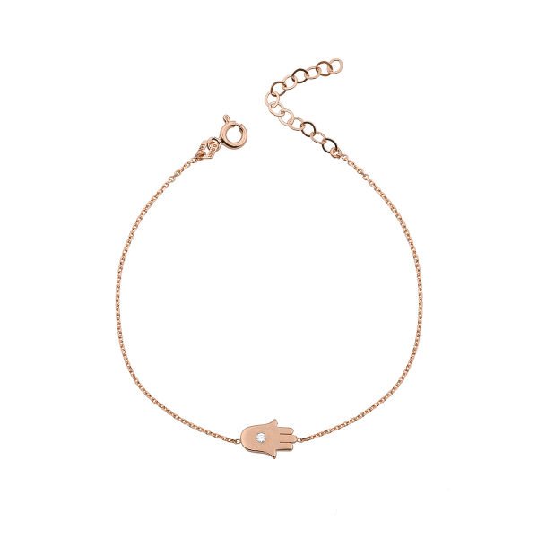 14K HAMSA HAND DIAMOND DOT BRACELET 14K ROSE GOLD