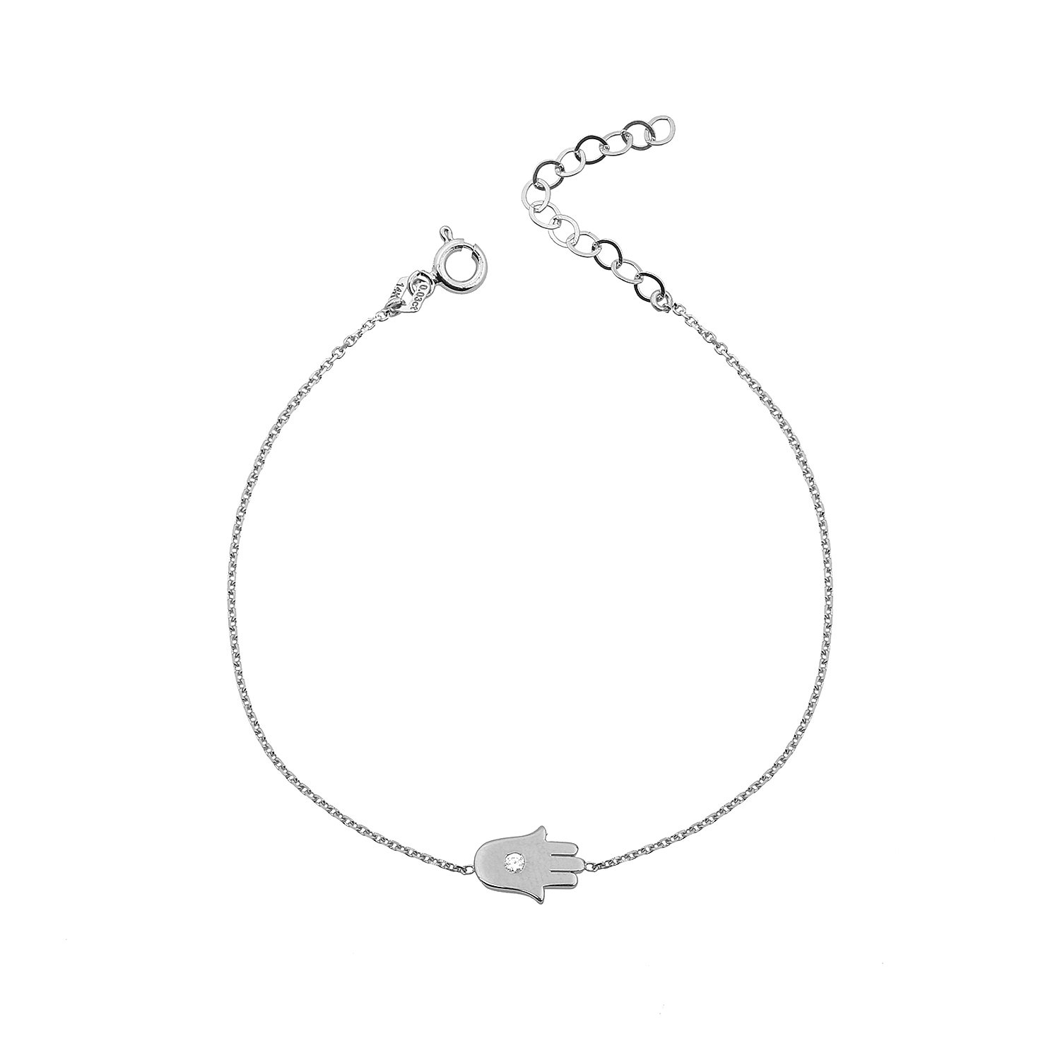 14K HAMSA HAND DIAMOND DOT BRACELET 14K WHITE GOLD