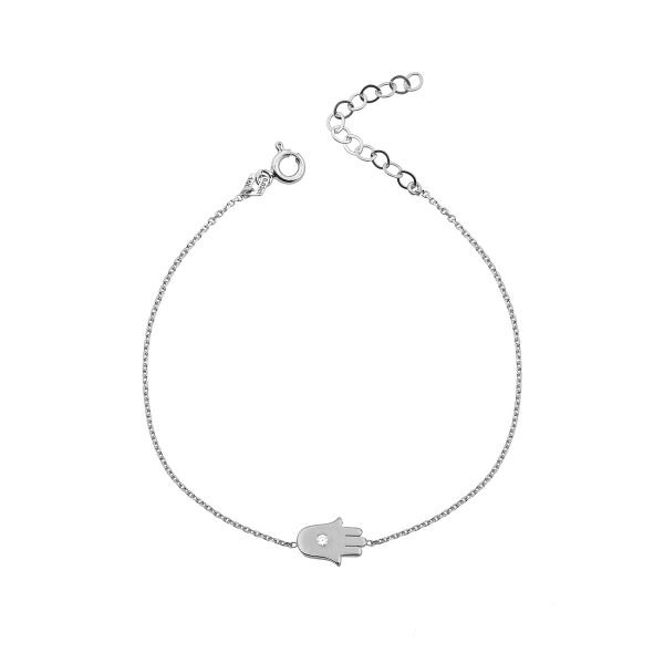 14K HAMSA HAND DIAMOND DOT BRACELET 14K WHITE GOLD