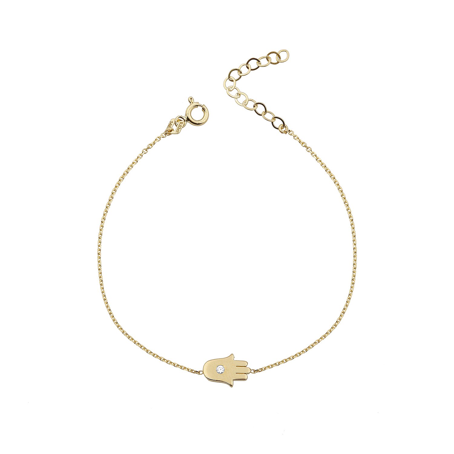 14K HAMSA HAND DIAMOND DOT BRACELET 14K YELLOW GOLD