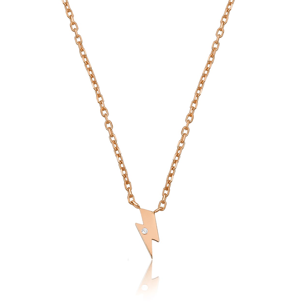 14K MINI LIGHT DIAMOND STONE NECKLACE 14K ROSE GOLD