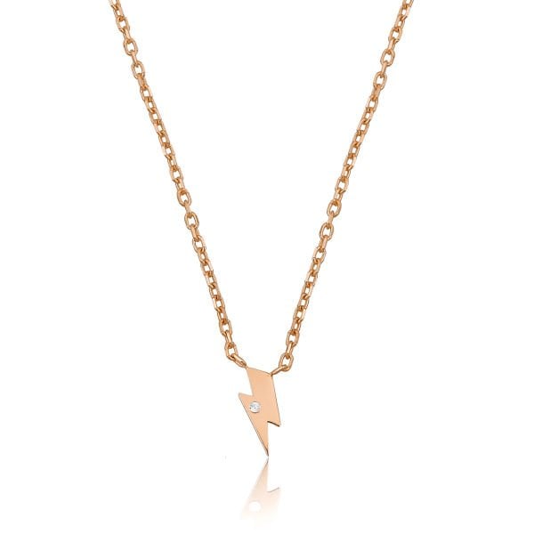 14K MINI LIGHT DIAMOND STONE NECKLACE 14K ROSE GOLD
