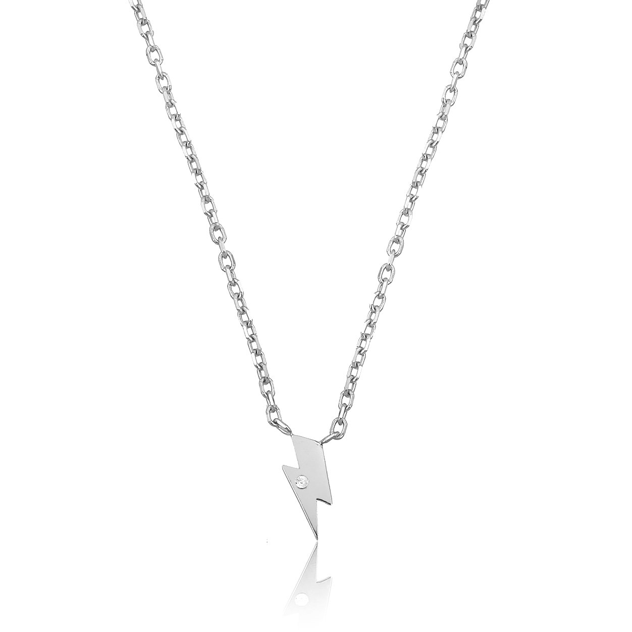 14K MINI LIGHT DIAMOND STONE NECKLACE 14K WHITE GOLD
