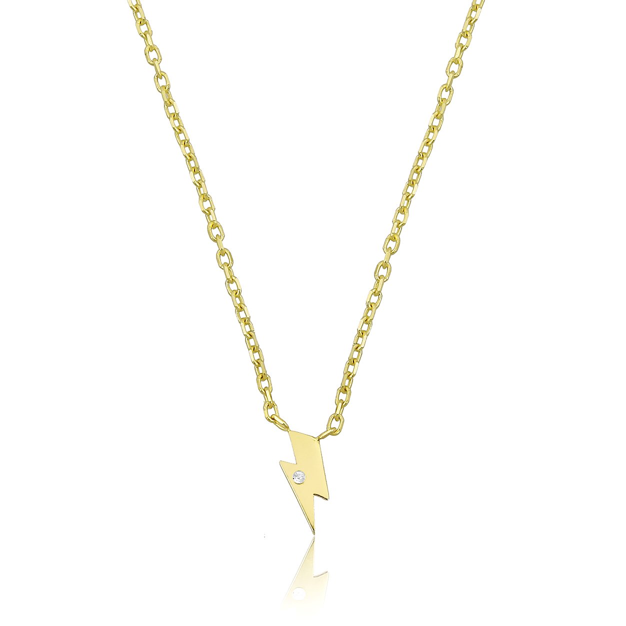 14K MINI LIGHT DIAMOND STONE NECKLACE 14K YELLOW GOLD