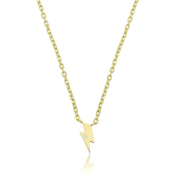 14K MINI LIGHT DIAMOND STONE NECKLACE 14K YELLOW GOLD