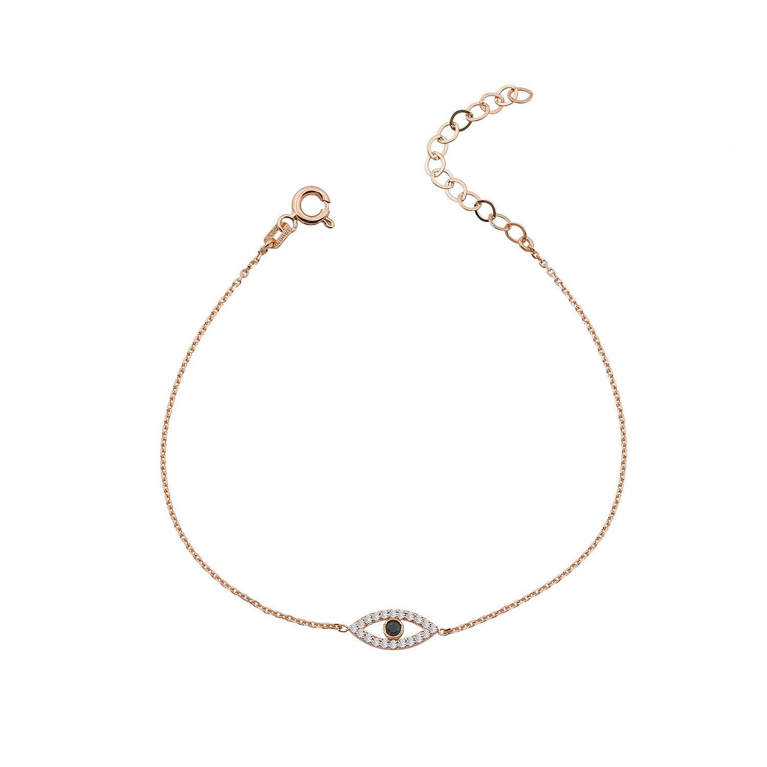14K EVIL EYE DIAMOND BRACELET 14K ROSE GOLD