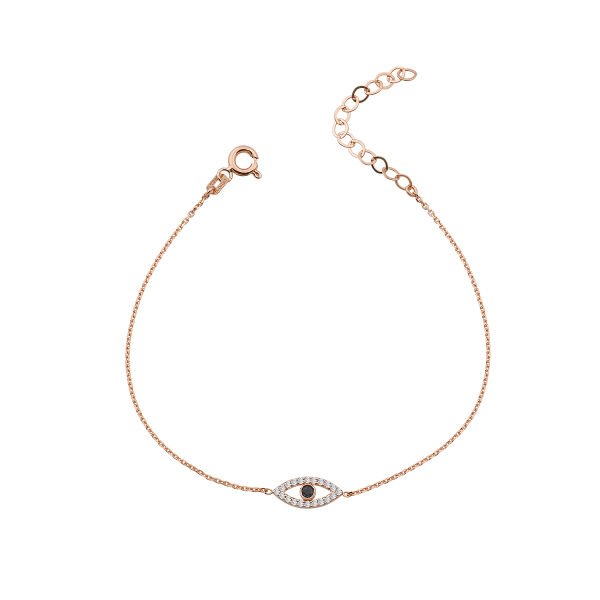 14K EVIL EYE DIAMOND BRACELET 14K ROSE GOLD