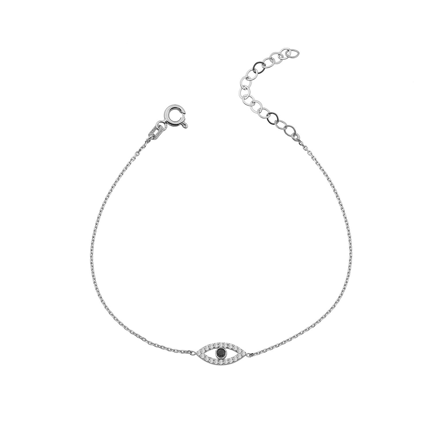 14K EVIL EYE DIAMOND BRACELET 14K WHITE GOLD