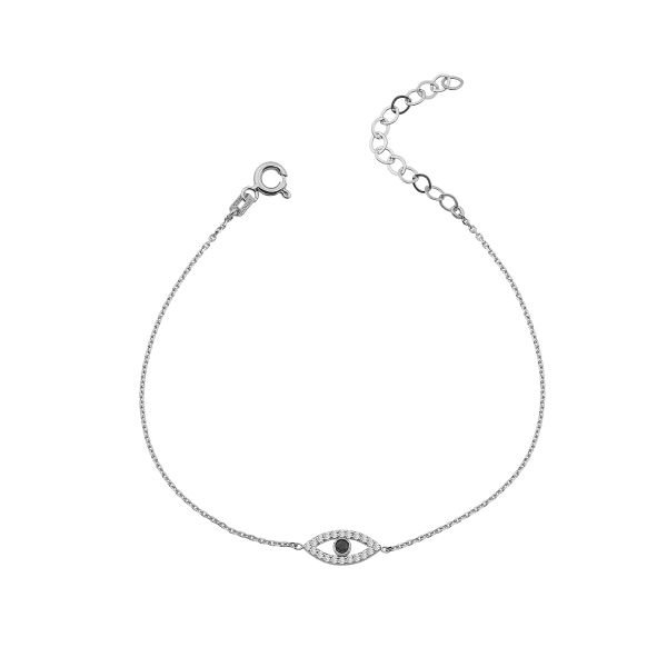 14K EVIL EYE DIAMOND BRACELET 14K WHITE GOLD