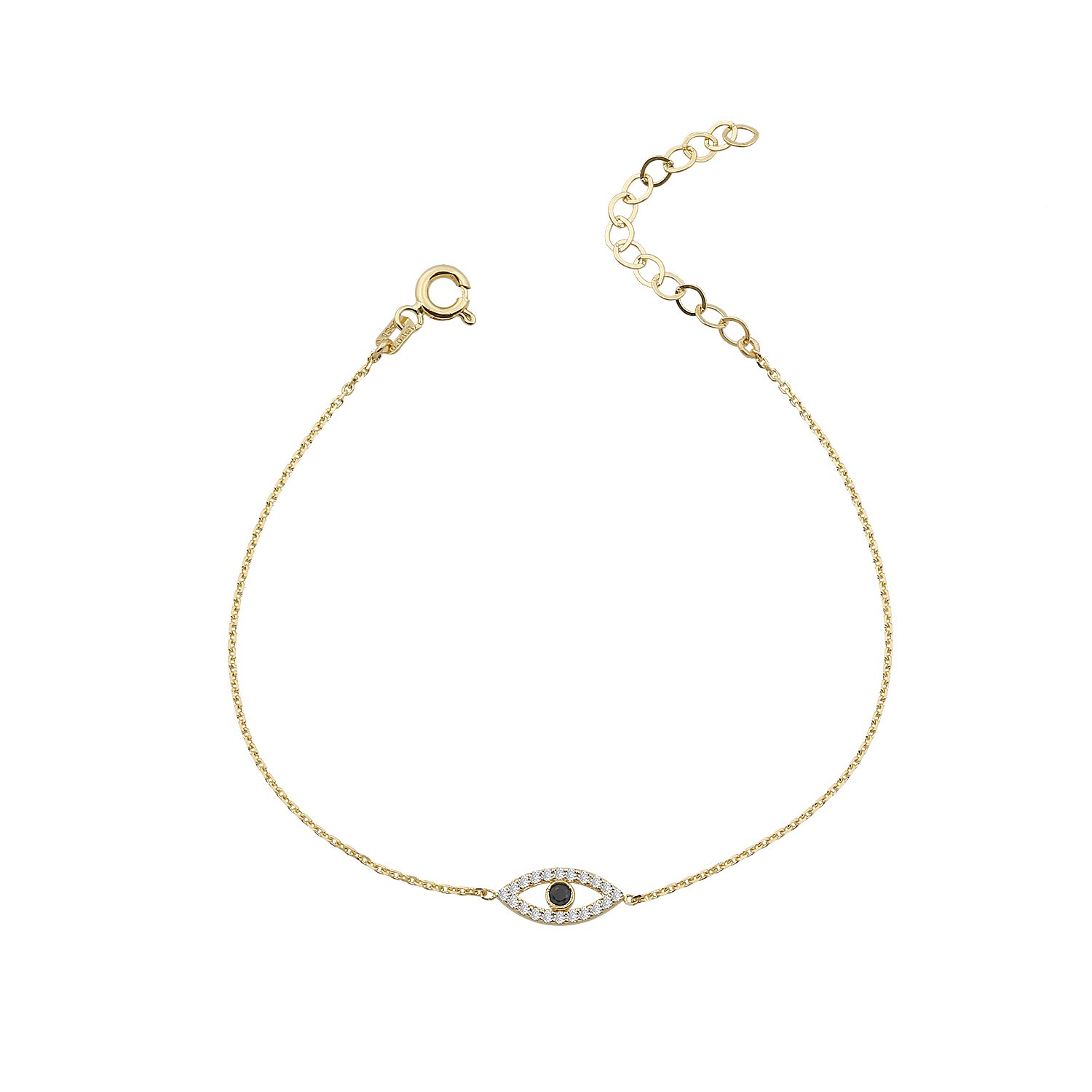 14K EVIL EYE DIAMOND BRACELET 14K YELLOW GOLD