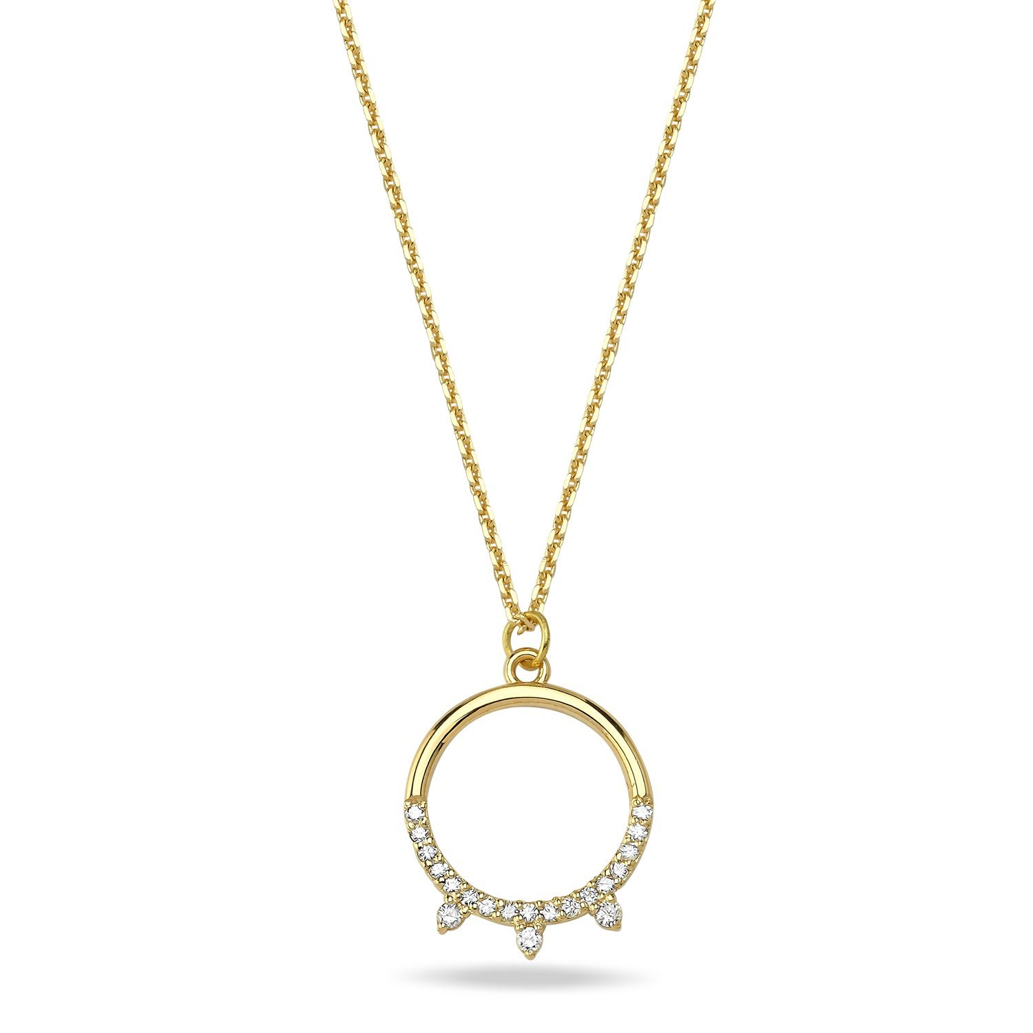 14K DIAMOND CIRCLE PENDANT NECKLACE